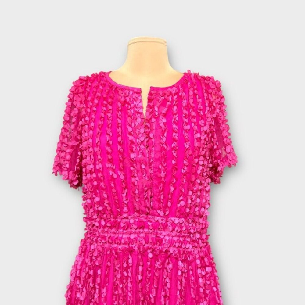 Women's Fuchsia Mini Dress - Elegant Textured Party Dress - Picture 10 of 10